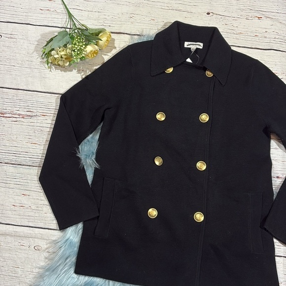 NWT J. Crew Black Warwick gold button double breasted sweater blazer - Picture 7 of 10